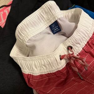 George Red and White Swim Shorts